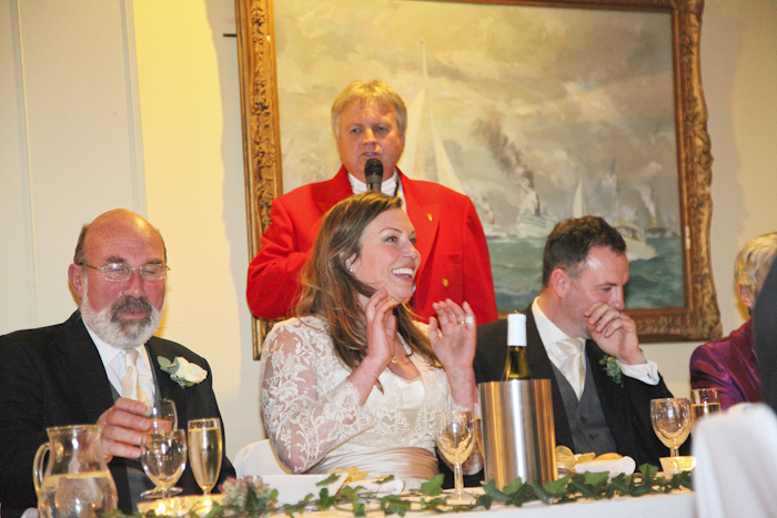 Essex wedding toastmaster at the Royal Corinthian Yacht Club, Burnham on Crouch during the wedding toasts